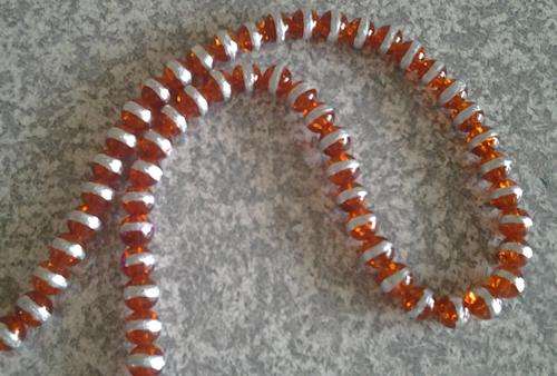 10mm orange and silver drawbench beads