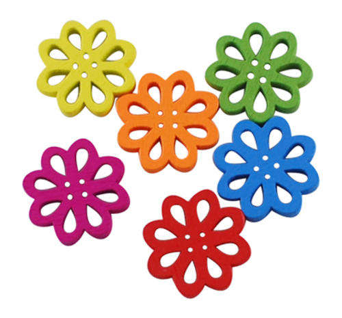 Wooden flower beads (pack of 10)