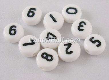 white number acrylic number beads-priced per bead