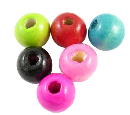 10mm multi colour wooden beads- pack of 100beads