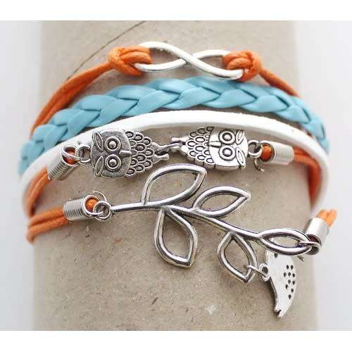 INFINITY / OWLS / LEAVES MULTI STRAND BRACELET