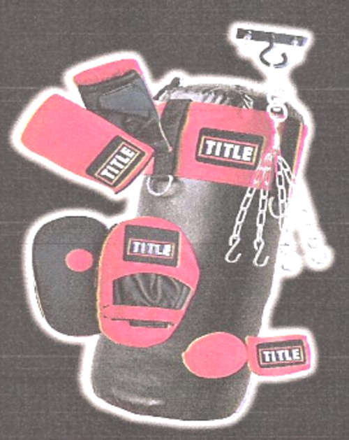 Title Punchbag Set: Adult (Punchbag,Bag Mitts, Handwraps, Hook & Jab Pads, Ceiling Hook and Hanging