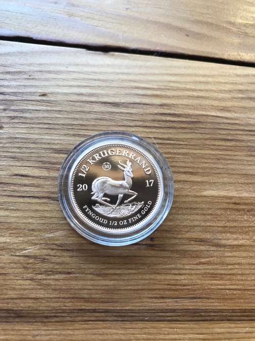 2017 1/2oz Proof Krugerrand With 50 Year Anniversary Mint Mark.