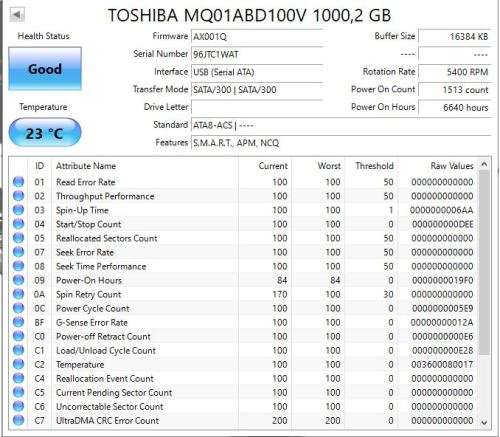 Toshiba 1TB 5400RPM 8MB Cache SATA 3.0Gb/s 2.5 inch Notebook Hard Drive (MQ01ABD100V)