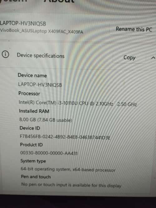 **BARGAIN BUY** ASUS 10th GEN i3, 8GB RAM, 256SSD! WORTH R8k -GRAB IT@ JUST R1999 - PLS READ AD!!!!!