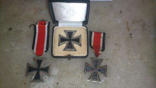 German WW2 Iron crosses- 1 X Cased EK1 and 2 Iron crosses 2nd class