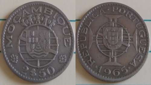 1965 - Mozambique - 2$50 - Emblem of Portugal`s Order of the Colonial Empire - Demonetised Yes -Copp