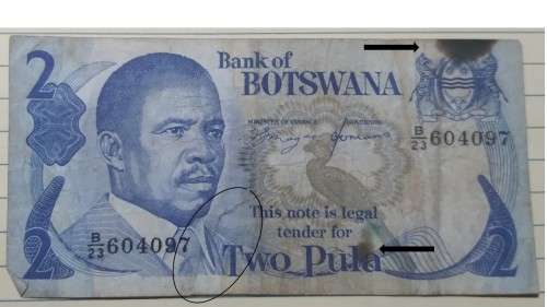 1982 - Botswana - Two Pula -  Signature: F.G.Mogae & Q.Herman - Demonetised Yes -B/23 604097