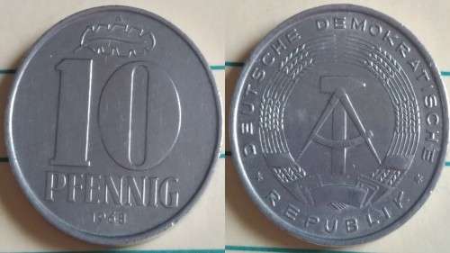1968 - DDR - 10 Pfennig - State Emblem - Demonetised Jul 1991 -Aluminium