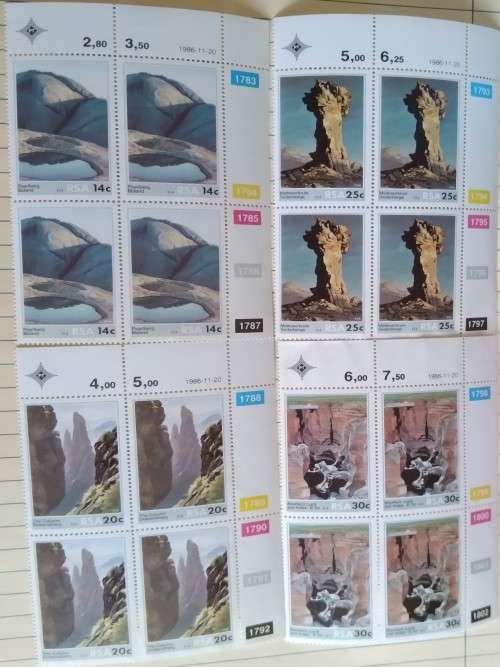 1986 - RSA - Rock Formations  - 16 stamps - Control Blocks