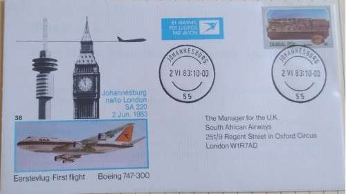 1983 -  RSA - Airmail Johannesburg London #38 -  FDC + Insert