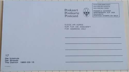1985 -  SWA Ostrich Maximum Card - 17