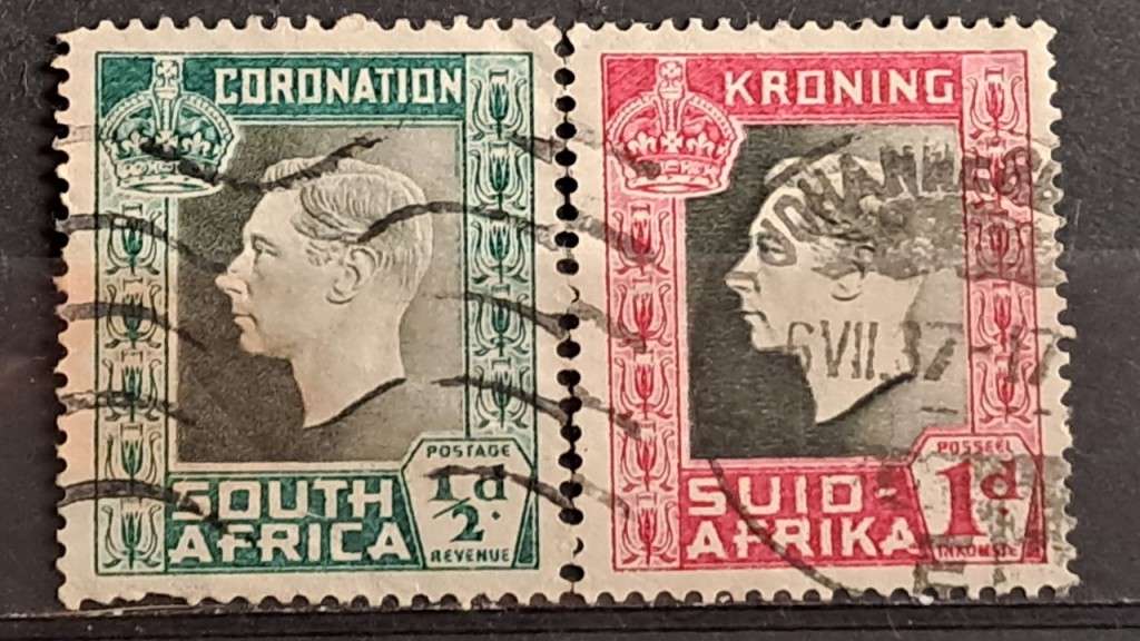 1937 - South Africa - WM - ½, 1 - Coronation of King George VI