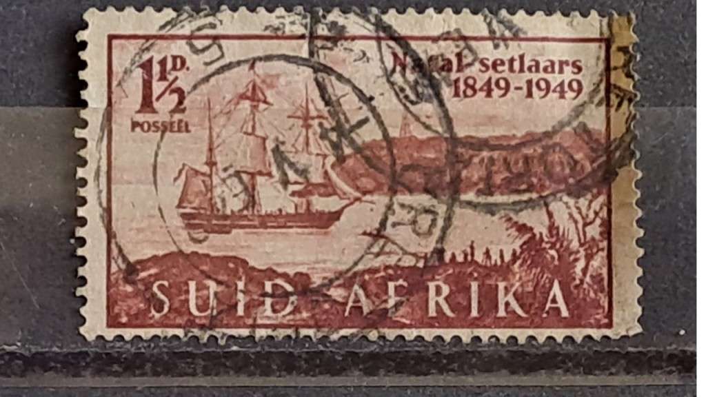 1949 - South Africa - WM - 1½ - The 100th Anniversary of the Arrival of British Settlers in Natal