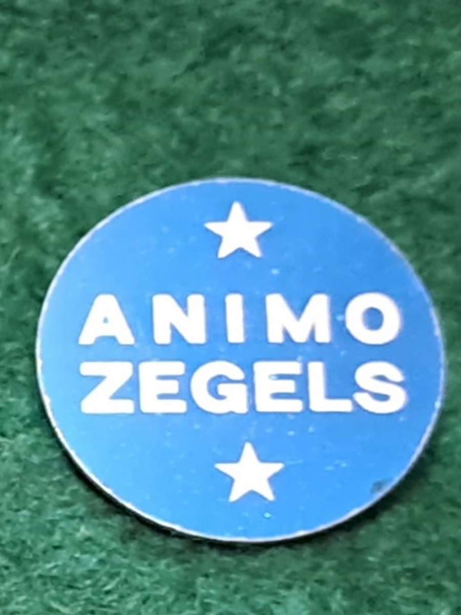 Pin: Vintage Dutch Advertising  - `Animo Zegels` -  Blue