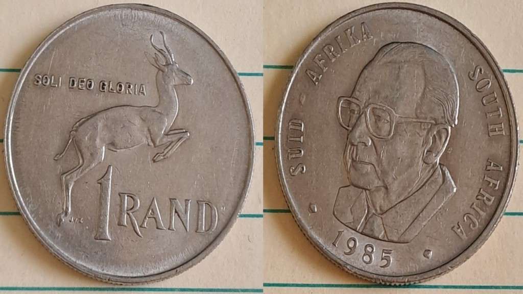 1985 - SA -  R 1 - Circulating commemorative coin: The end of Marais Viljoen`s presidency -  Nickel