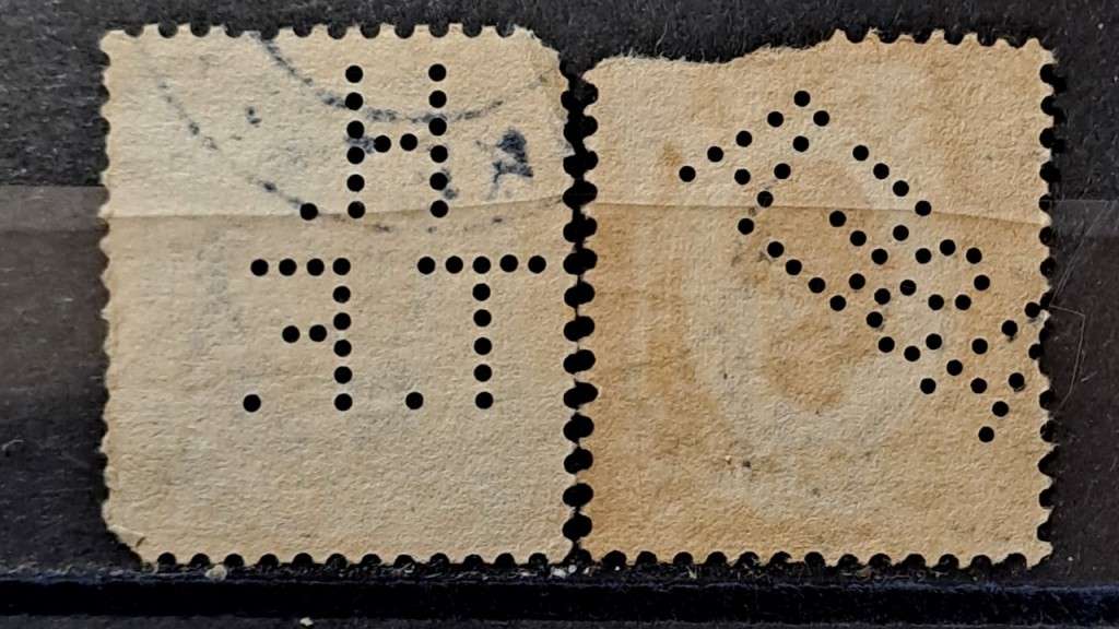 1891-1903 - Sweden -  Perfin HTF & ASEA - 20ÖRE + 20ÖRE - King Oscar II