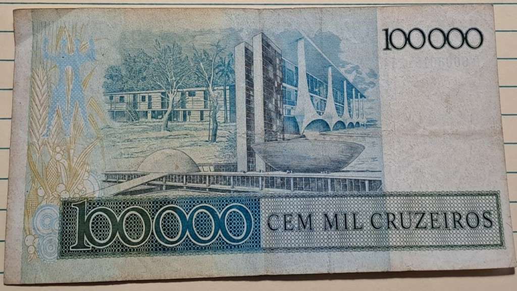 1986 - Brazil - 100 000 Cruzeiros/100 Cruzados overprinted- Demonetised - Jan 1989 - A 6008015126 A