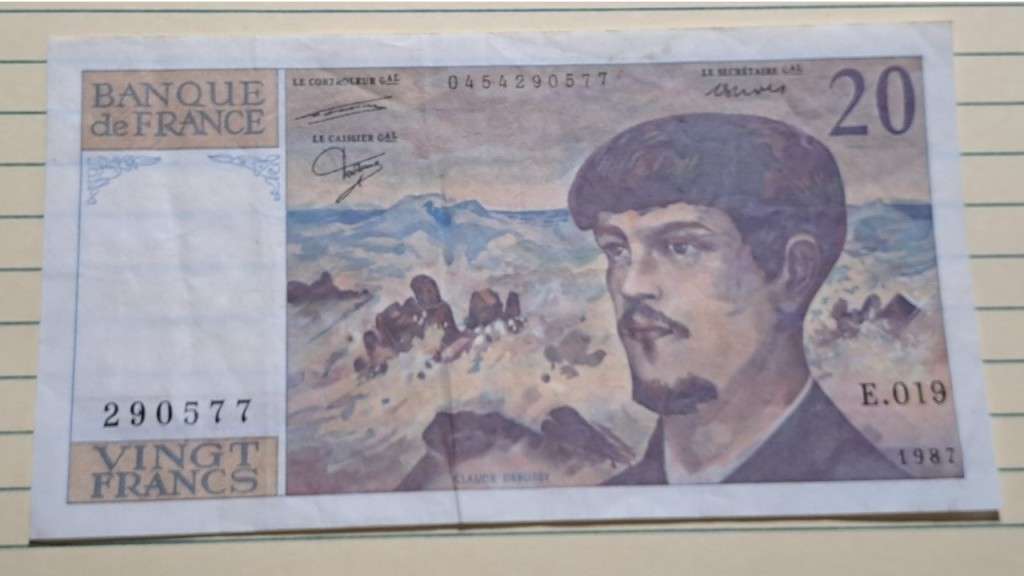 1987 - France  - 20 Francs -  Demonetised - Feb 2012 -  E.019 0454290577