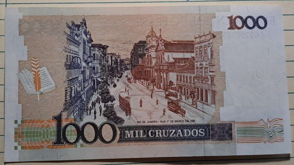 1989 - Brazil - AU-UNC - 1000 Mil Cruzeiros/1 Cruzados Novo overprinted- Demonetised - Mar  1990 -