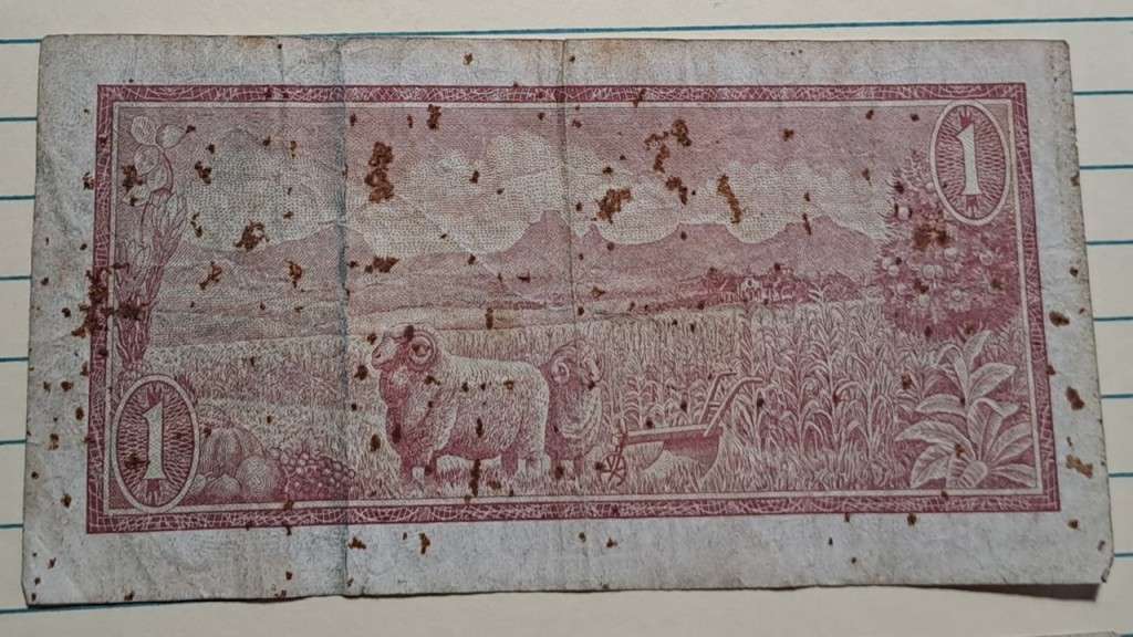 1975 - One Rand/Een Rand -  B560 068336 -  TW de Jongh 3rd Issue -  Demonetised -  Yes - Watermark -