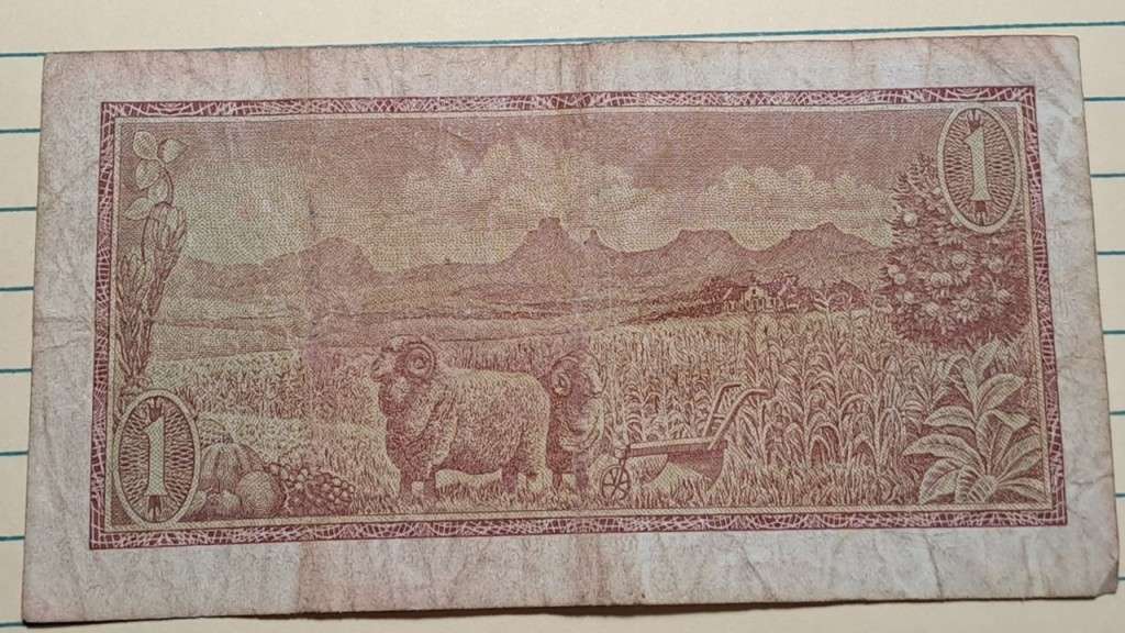 1973 - One Rand/Een Rand -  B122 544470 -  TW de Jongh 2nd Issue -  Demonetised -  Yes - Watermark -