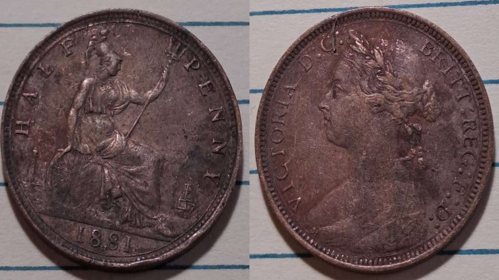 1881H - UK -  ½ Penny - Victoria -  Demonetised - Aug 1969 - Bronze