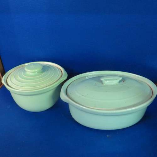 Pair of Vintage Green Oven dishes **made in England** Very Stylish