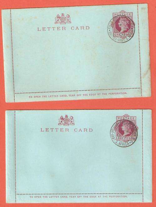 Pair of rare Boer War British army Field Post office dated 1900 Letter Cards