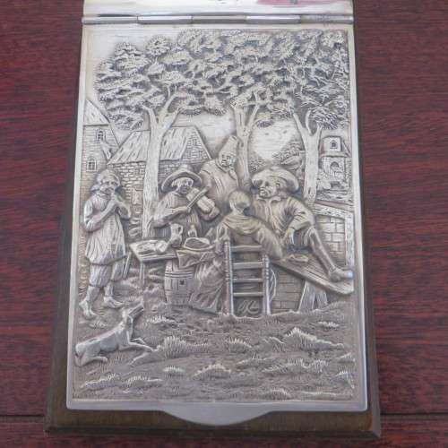 Beautiful Embossed scene Silverplate Note Book Holder** Stunning Item**