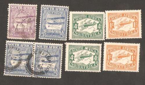 1925 1st SA airmail issue stamps + 1929 Airmail issue stamps** SACC Cat Value R2540**