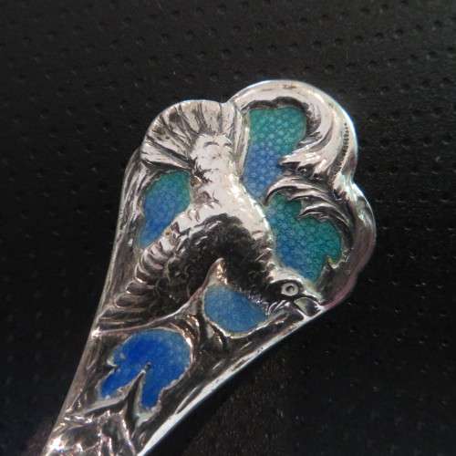 Norwegian " 830 Silver" Caddy Spoon With Beautiful Enamel Detailing** Stunner