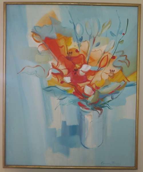 Beautiful ** George Boys**Large Oil on Board of Flowers**Market Value R12500** Measures 61cm x 75cm
