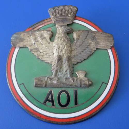 Rare - WW2 Italian Fascist Badge** AOI Enameled Badge**S.Johnson Milano** 65mm in diameter**