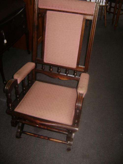 EDWARDIAN ROCKING CHAIR WITH PINK UPHOLSTERY!!