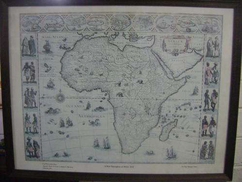 STUNNING FRAMED MAP OF AFRICA DATED TO "1631" *** 65cm X 50cm