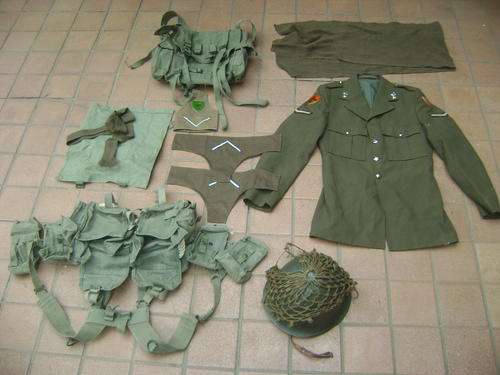 COLLECTION OF ARMY CLOTHING AND OTHER PIECES.***Webbing piece ect***