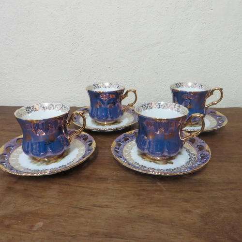 SET OF X4 BEAUTIFUL - OHASHI LUSTRE PORCELAIN CUPS AND SAUCERS**