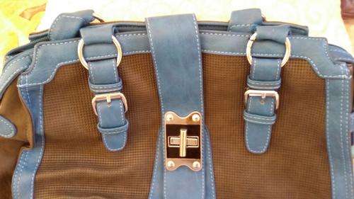 **** LOVELY DARK GREY AND BLUE FASHION BAG****LOW R1.00 START