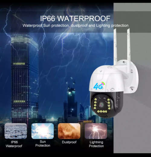 IKEVISION-Surveillance Camera 4G Gsm Sim V380 Pro 1080p Cloud Ip66 Security Protection