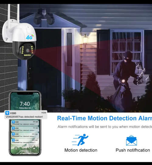 IKEVISION-Surveillance Camera 4G Gsm Sim V380 Pro 1080p Cloud Ip66 Security Protection