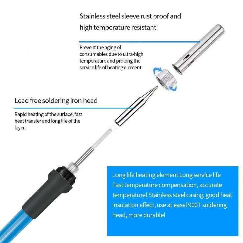8-Piece Professional Soldering Iron with Smart Temperature control-60 Watt