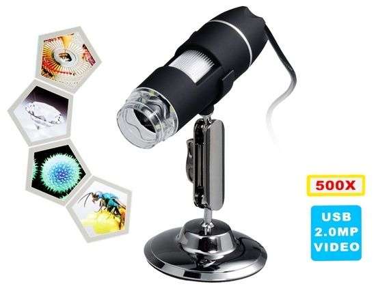 50X~500X Magnification 8-LED USB Digital Microscope with Stand (Jewellery, Stamps, Textile, Hair)