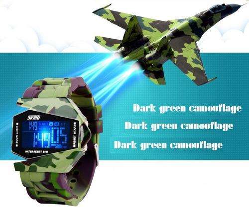 CAMOUFLAGE BOMBER COLOUR CHANGING DIGITAL DISPLAY MENS LED WATCH by SKMEI