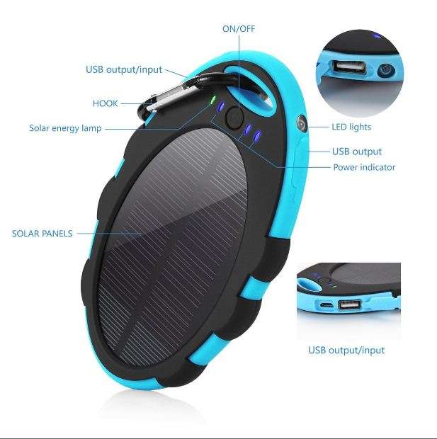 Solar panel power bank 4000mah