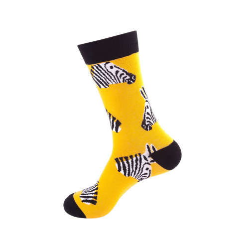 Funky, Trendy, COLOURFUL, Fashionable, UNISEX, High Quality, Breathable, Cotton Socks - Zebra Yellow