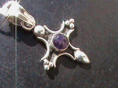 DARK AMETHYST CROSS IN STERLING SILVER