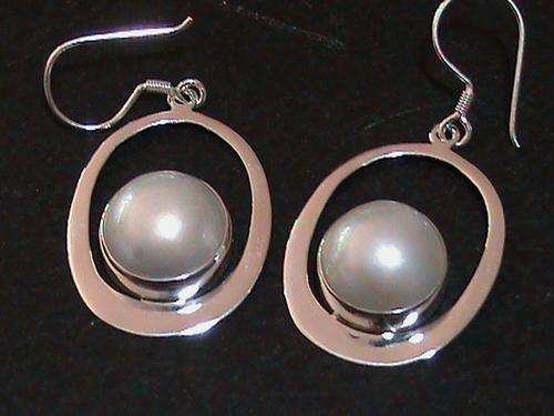 STERLING SILVER MABE PEARL EARRINGS