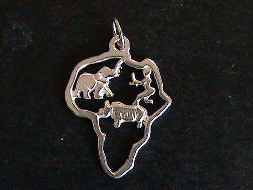 SOLID  STERLING SILVER AFRICA PENDANT......