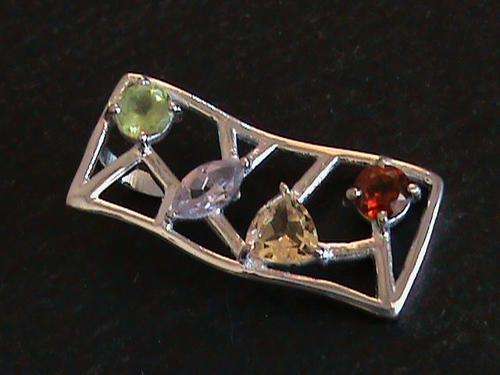 MIX GEM STERLING SILVER PENDANT...